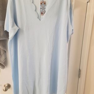 Scalloped neck tshirt dress